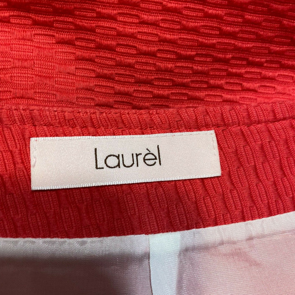 Laurel by Escada Pencil Skirt 34 US 2 Women's Coral A-Line Brocade Split Classy - Picture 2 of 7